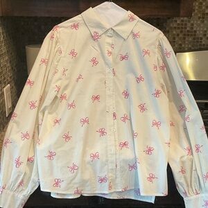 Pink Bow Print Blouse